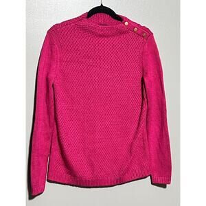 NWT Talbots Pink Chunky Sweater XS Gold Button Design on Shoulder